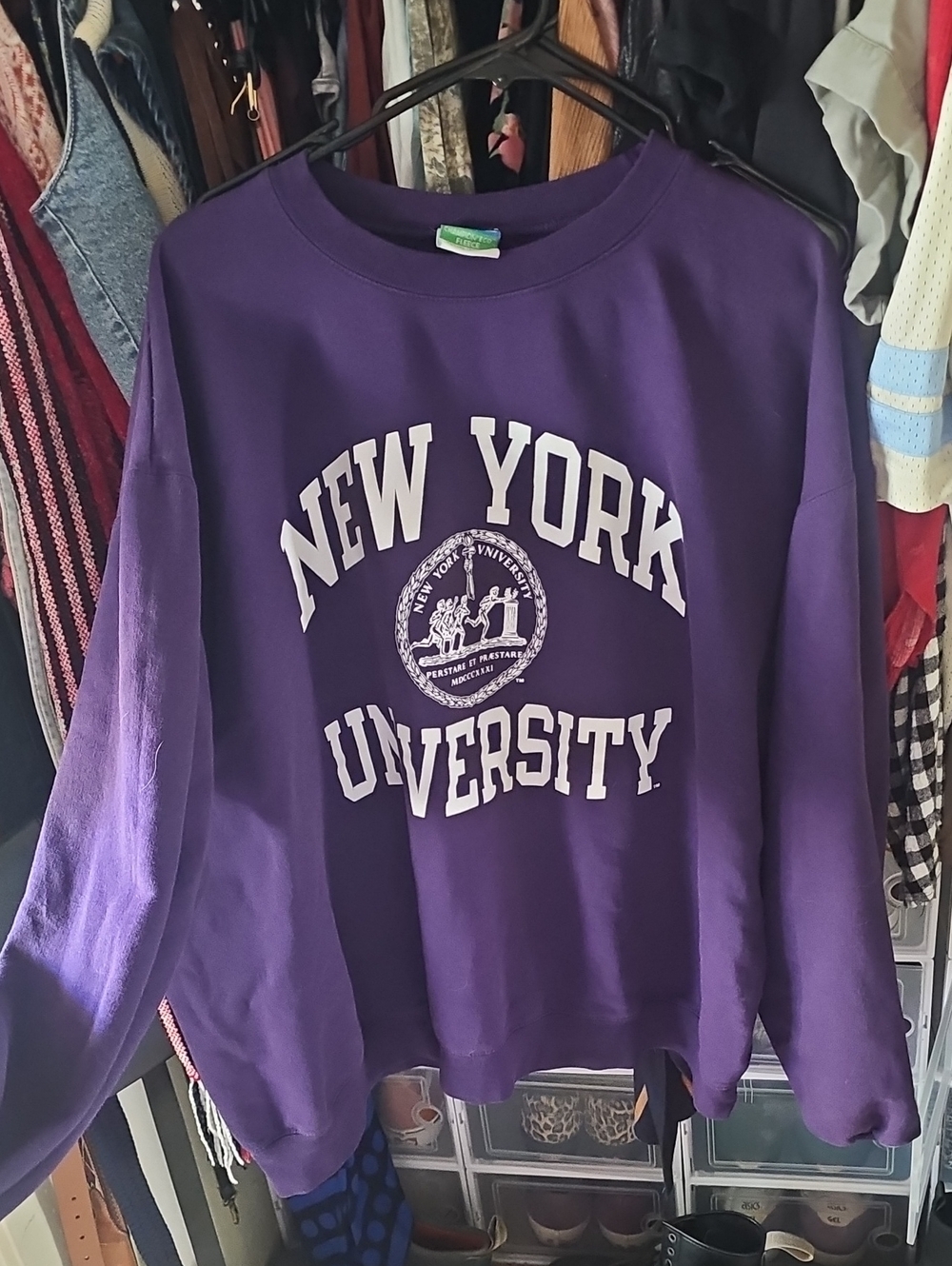 Champion Purple New York University Crewneck Sweatshirt